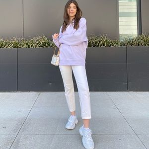 Reformation Straight Leg Cream Cropped High-Rise Jeans